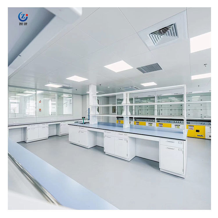 Anti Corrosion Metal Lab Furniture , 4 Handles Island Biology Lab Table