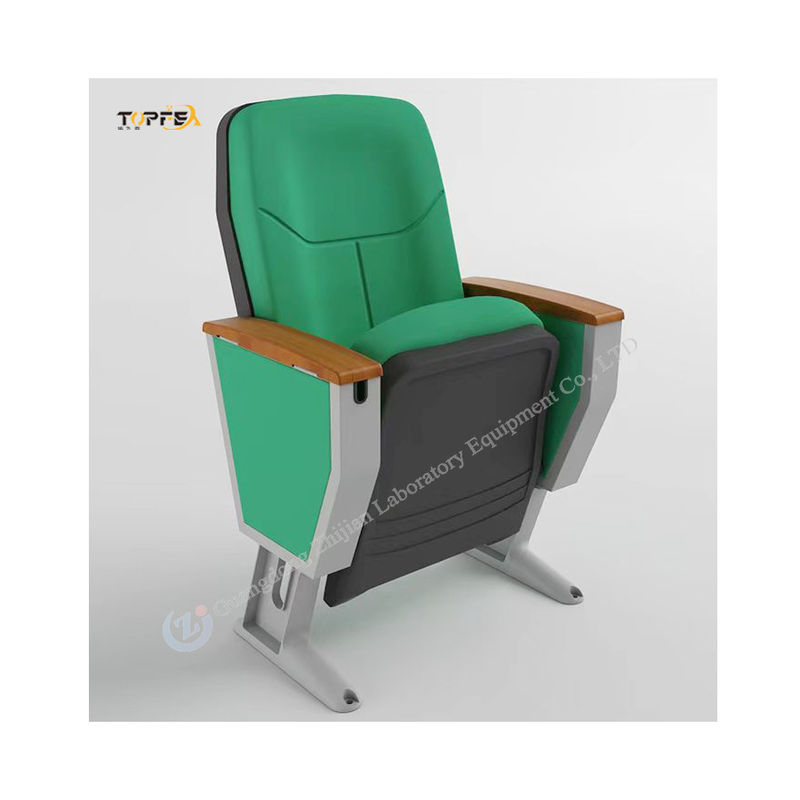 Sleek And Modern Black Steel Frame Foldable Auditorium Fold Chair With Fabric Seat And Backrest