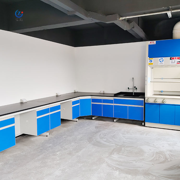 Space saving Modern Wall mounted Functional Steel Lab Wall Bench w/ Epoxy Resin Table Top