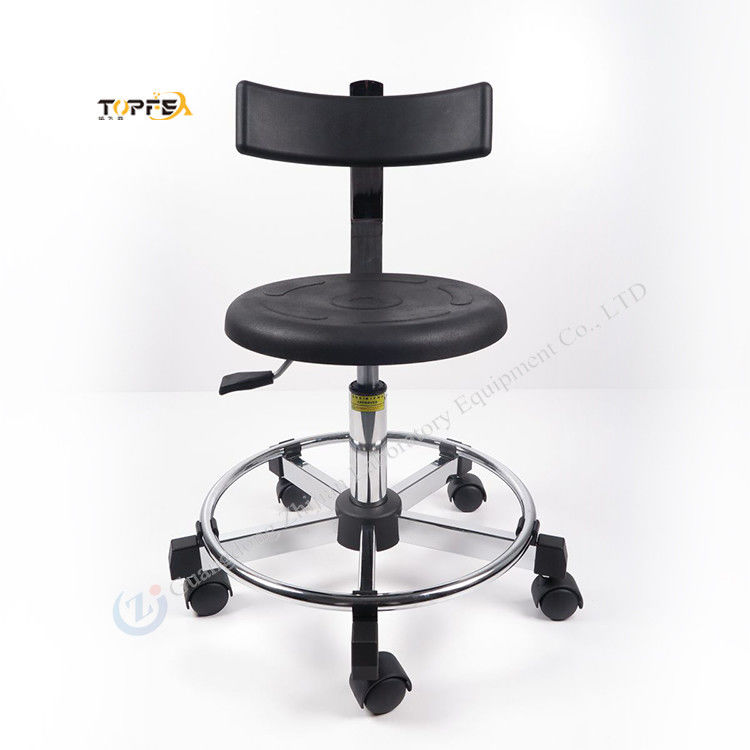 350mm Adjustable Pu Foam Chair Laboratory Stool With Foot Ring And Aluminum Alloy Base