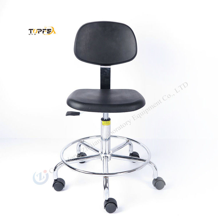 350mm Adjustable Pu Foam Chair Laboratory Stool With Foot Ring And Aluminum Alloy Base