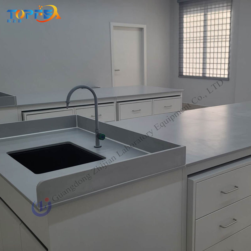 Customized Lab Island Bench Number Of Cabinets Shelves And Drawers For Optimal Lab Organization