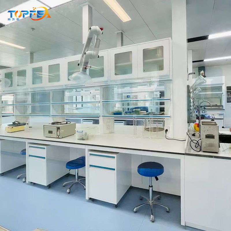 Customized Number of Handles and Load Capacity of 200-250 Kg in Steel-wood Lab Island Bench for Heavy Duty Laboratory Work