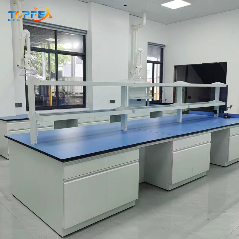 Customized Length Lab Island Bench 1500*850mm with 200-250 Kg Load Capacity and Customized Number of Cabinets