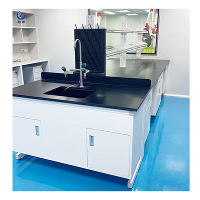 Witte laboratoriumbank van volledig staal 2 planken 4 laden voor laboratorium