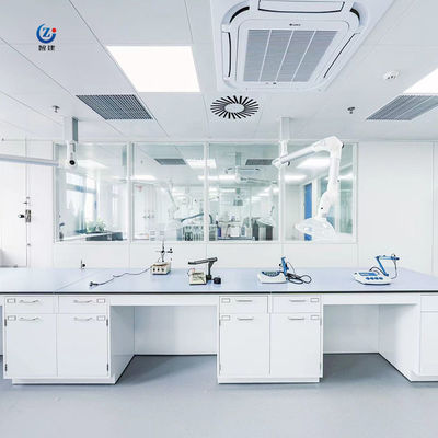 L Shaped Lab Island Bench Customized Length 75x90cm White Workstation Furniture