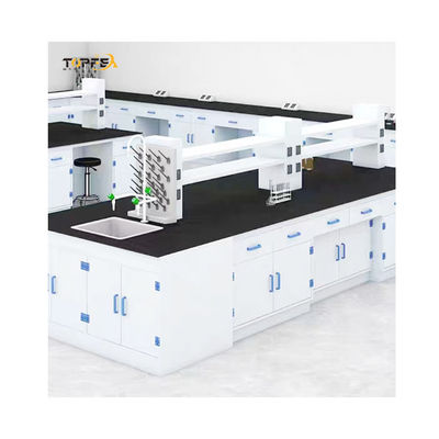 Witte polypropyleen laboratoriumbank laboratoriumtafel met epoxyhars tafelblad