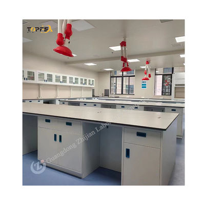 Heavy Duty Lab Island Bench With 200-250 Kg Load Capacity 4-Handle Design And 2 Door Storage