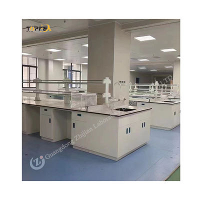 Customizable Lab Island Bench With White Blue Or Grey Finish 2 Doors 2 Cabinets 4 Drawers 4 Wheels