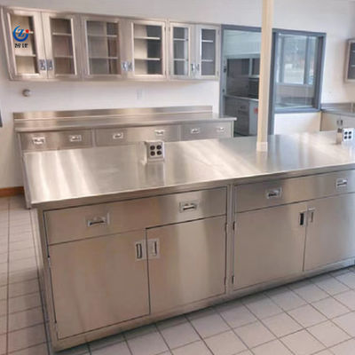 SS304 Materiaal Lab Island Bank met aangepaste lengte en 2 deuren 1500*850mm