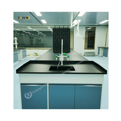 Blauwe afwerking Lab Island Werktafels Staal Hout 1500*850mm